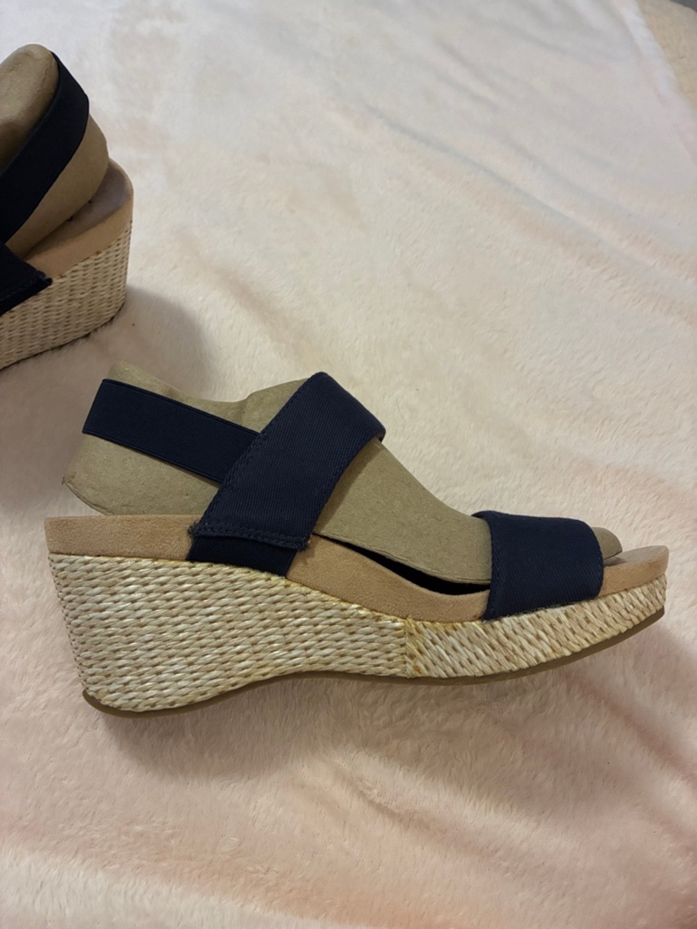 Life Stride Navy Slingback Wedge Sandals - Picture 6 of 7